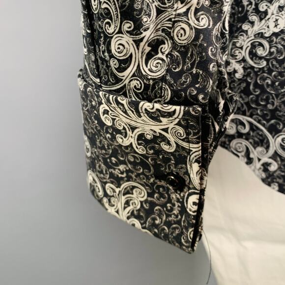 BILLIONAIRE COUTURE Size XL Black White Print Cotton Blend Long Sleeve Shirt - Picture 5 of 6